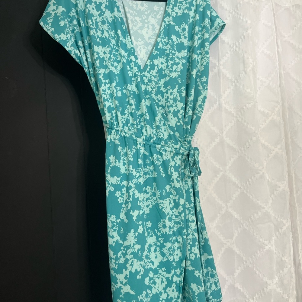 Columbia Teal Floral Chill River Wrap Dress Women's Dress